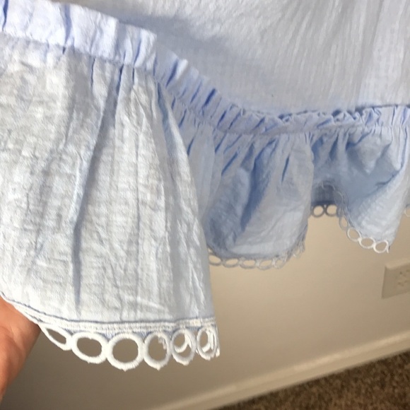 Lost & Wander Dress Women S Blue Ruffle Cocquette Tie Front New Midi - Picture 7 of 13